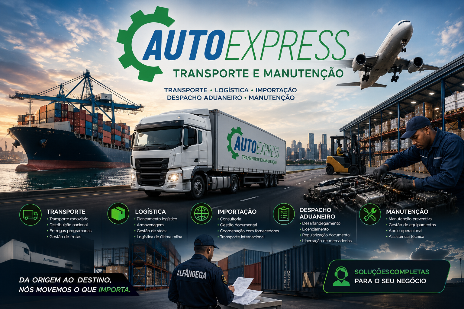 Porto de logística com navios e contentores